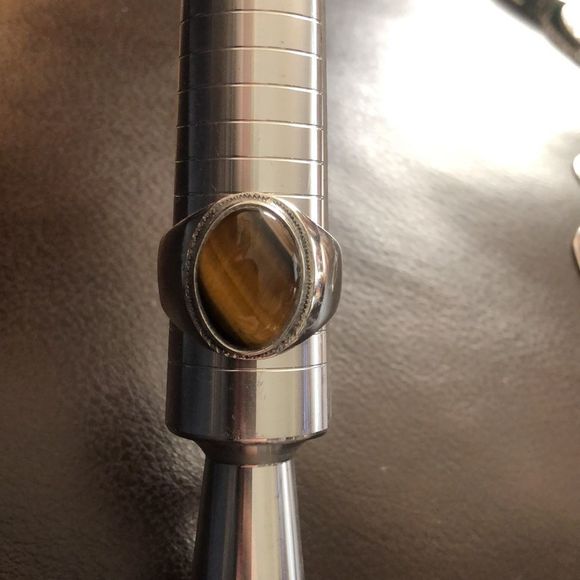 M VINTAGE Tigers Eye Sterling Silver Cabochon Oval Ring Sz 14-1/2 - Picture 8 of 14